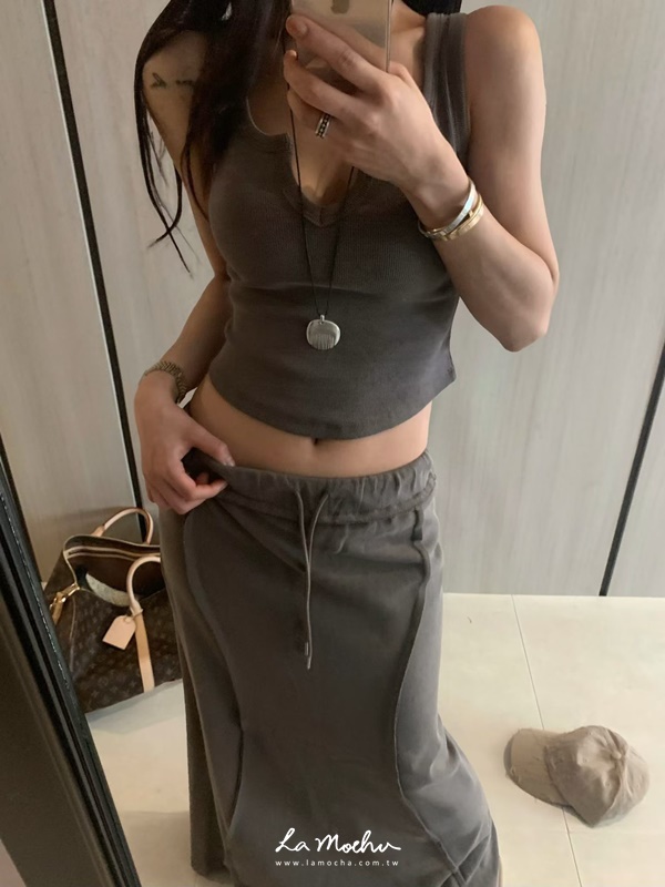 螺紋拼接棉質背心(闆娘.花花清單)